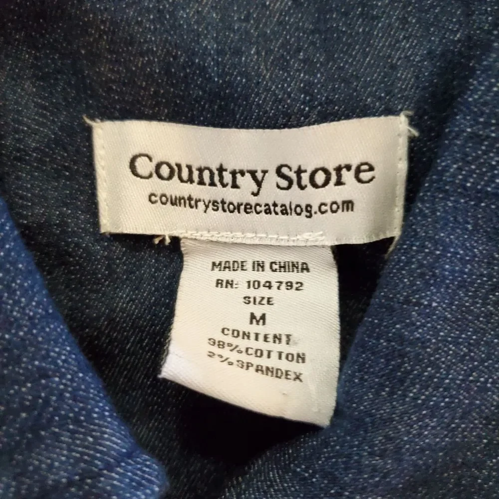 Country Store Denim Embroidered Gold Rhinestone Zip Front Jacket - Picture 7 of 8
